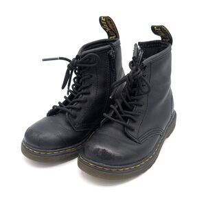 Dr. Martens 1460 Softy T Black Leather Lace-Up Zip Combat Boots Toddler Size 9